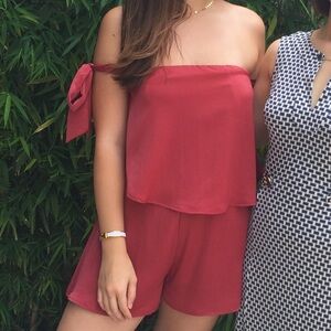 Red satin romper